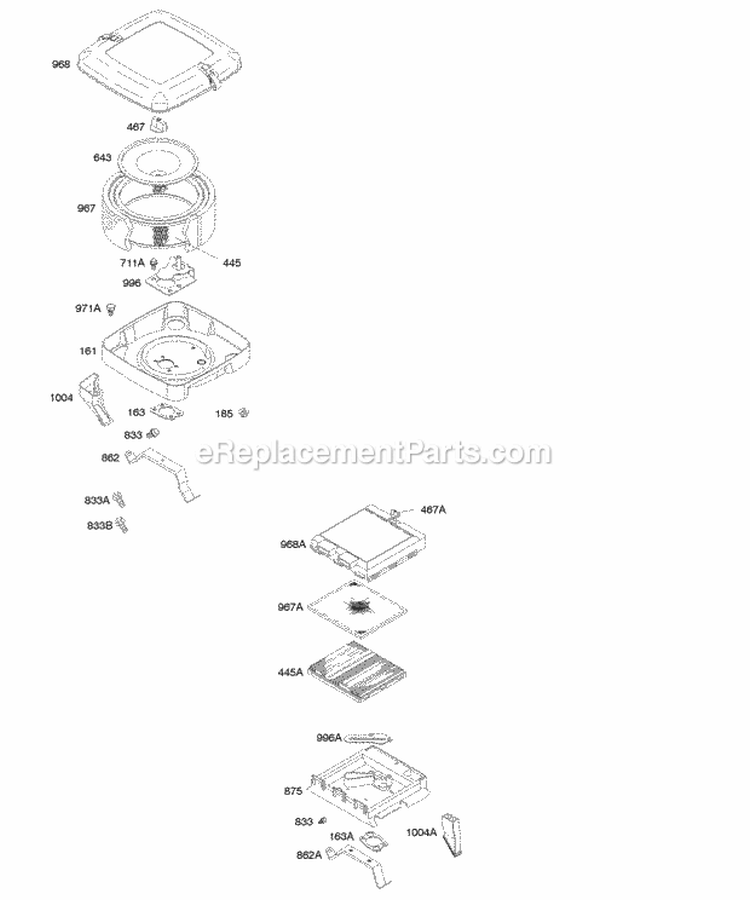 Air Cleaner Diagram and Parts List for 303777-1114-E1  Briggs and Stratton Engine